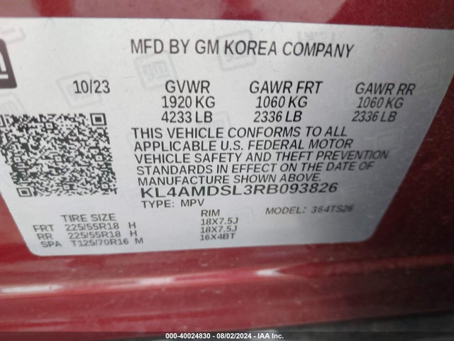 KL4AMDSL3RB093826 Buick Encore Gx Sport Touring Fwd