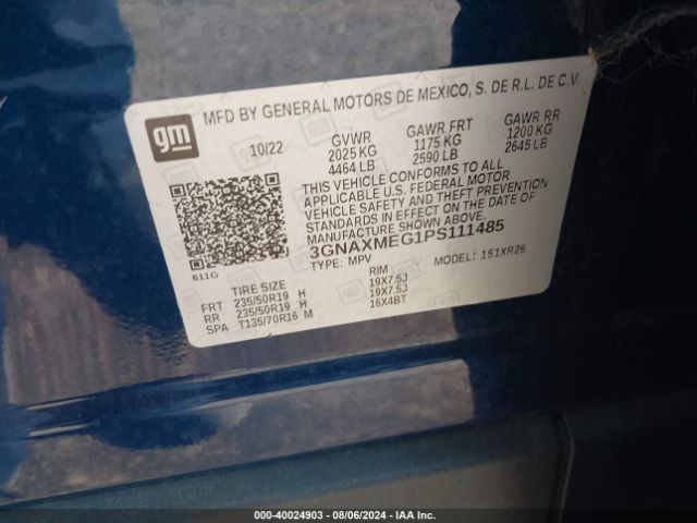 3GNAXMEG1PS111485 Chevrolet Equinox Fwd Rs