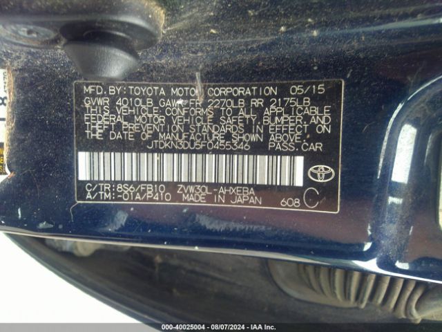 JTDKN3DU5F0455346 Toyota Prius Five/four/persona Series Special Edition/three/two