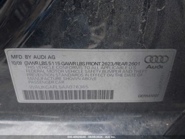 2010 AUDI S4 WAUKGAFL5AA076365 Photo 8