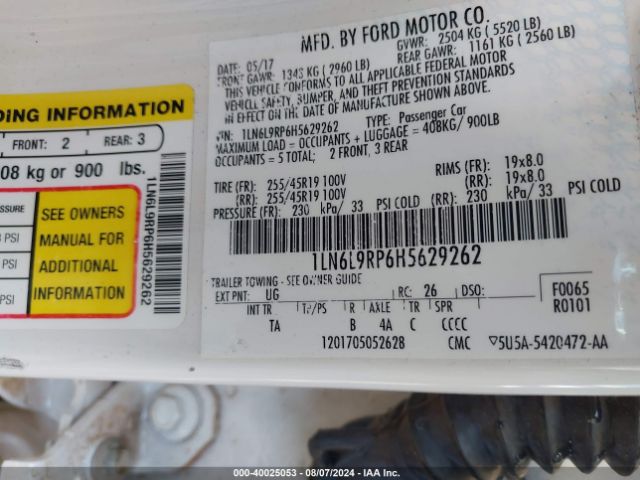 1LN6L9RP6H5629262 Lincoln Continental Reserve