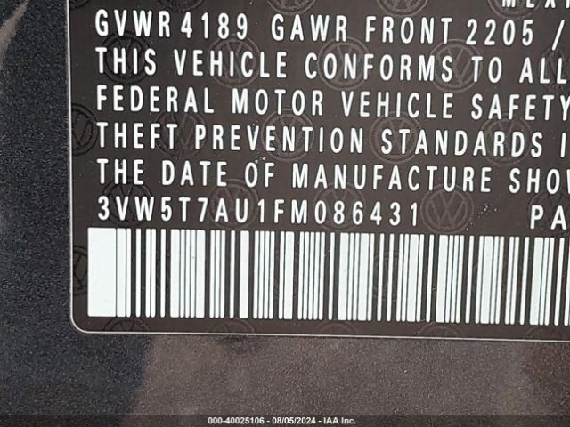 3VW5T7AU1FM086431 Volkswagen Golf Gti 2.0t Se 4-door