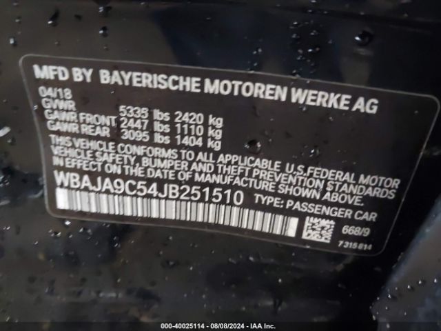 WBAJA9C54JB251510 BMW 530e Iperformance