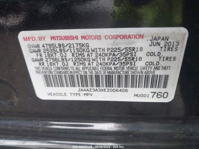 JA4AZ3A3XEZ006406 Mitsubishi Outlander Se