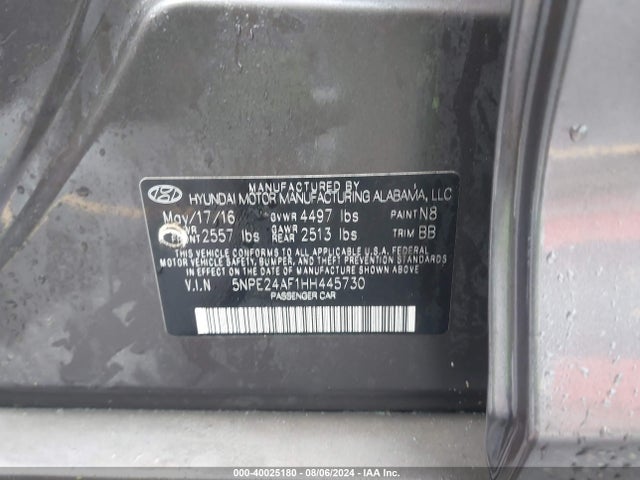Hyundai Sonata 2017 5NPE24AF1HH445730 Image 9