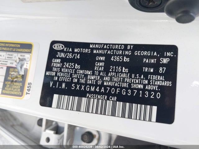 KIA Optima Lx 2015 5XXGM4A70FG371320 Image 9