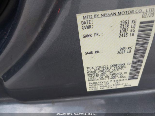 1N4BL4EV2LC239604 Nissan Altima Sl Fwd