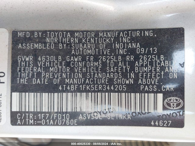 Toyota CAMRY LE 2014 4T4BF1FK5ER344205 Image 9