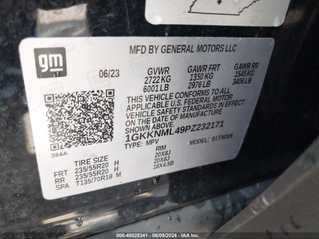 1GKKNML49PZ232171 GMC Acadia Fwd Slt