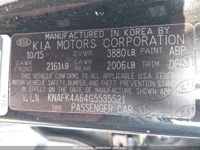 KNAFK4A64G5535521 KIA FORTE LX