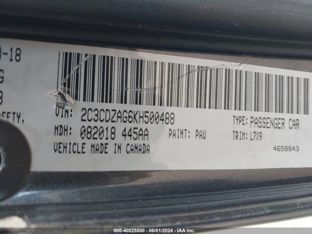 Dodge Challenger Sxt 2019 2C3CDZAG6KH500488 Image 9