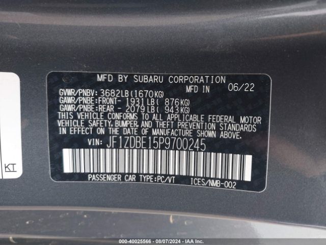 JF1ZDBE15P9700245 Subaru Brz Limited
