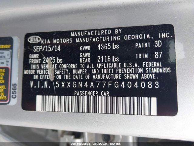 5XXGN4A77FG404083 KIA OPTIMA EX