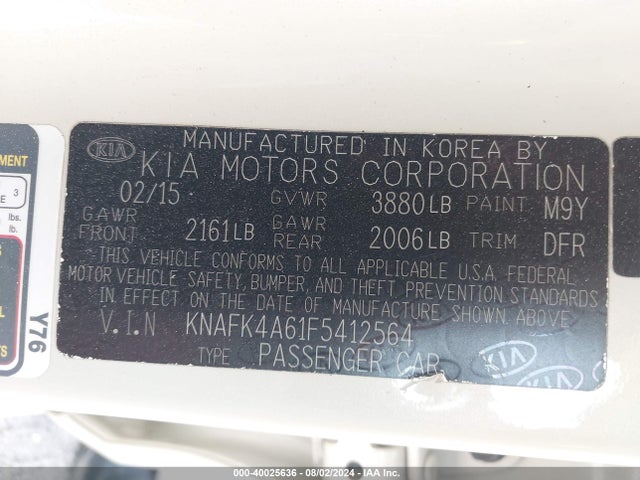 KIA FORTE LX 2015 KNAFK4A61F5412564 Image 9