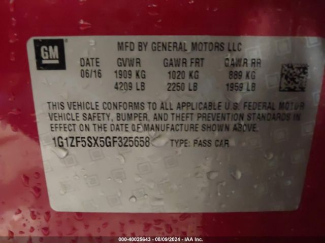 1G1ZF5SX5GF325658 Chevrolet MALIBU 2LT