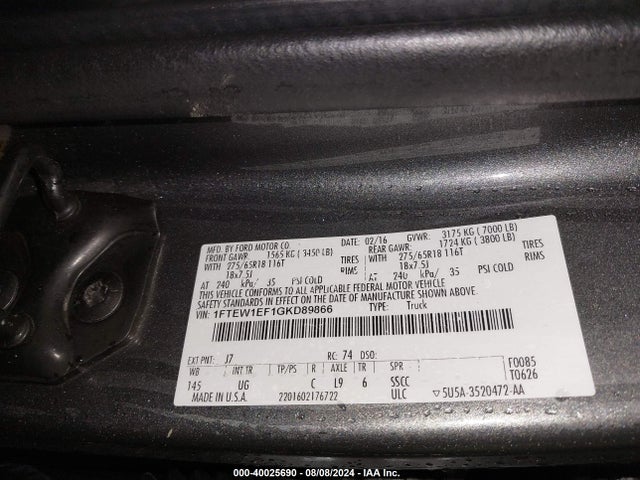 Ford F-150 Xlt 2016 1FTEW1EF1GKD89866 Image 9
