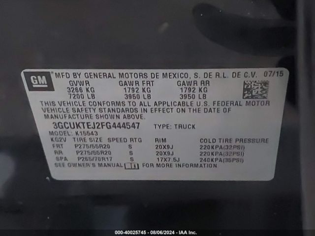 3GCUKTEJ2FG444547 Chevrolet Silverado 1500 High Country