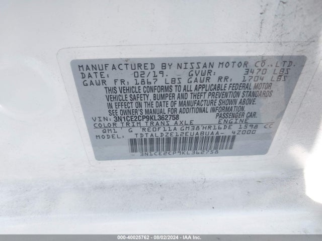Nissan Versa Note Sv 2019 3N1CE2CP9KL362758 Image 9