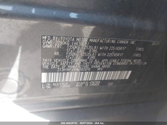 Toyota RAV4 LE 2021 2T3H1RFVXMW182976 Image 9