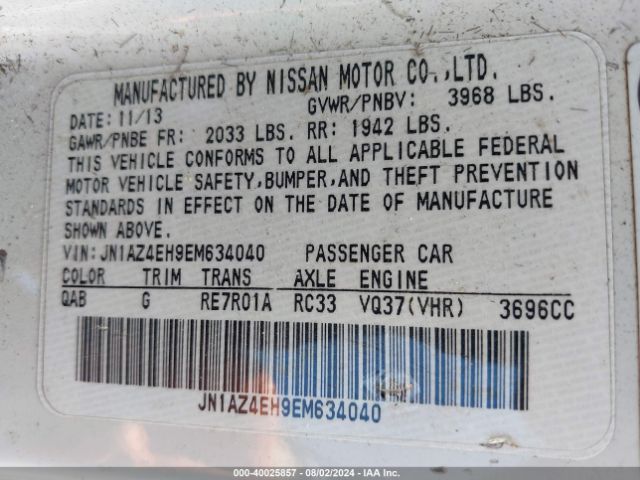 JN1AZ4EH9EM634040 Nissan 370Z
