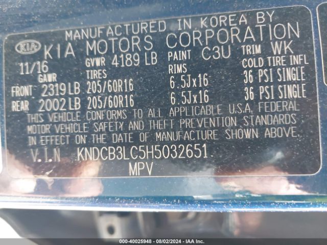 KNDCB3LC5H5032651 KIA NIRO LX