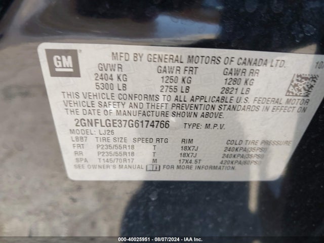 Chevrolet Equinox Ltz 2016 2GNFLGE37G6174766 Image 9