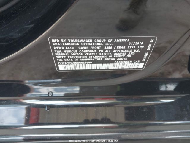 1VWAT7A38GC027899 Volkswagen Passat 1.8t S