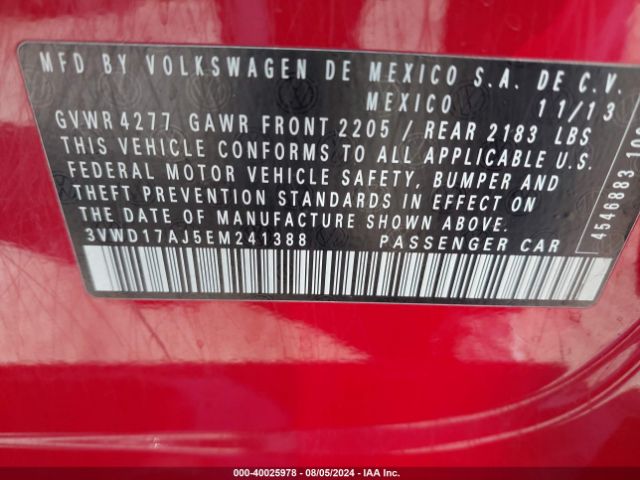 3VWD17AJ5EM241388 Volkswagen Jetta 1.8t Se