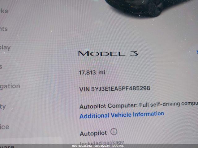 5YJ3E1EA5PF485298 Tesla Model 3 Rear-wheel Drive