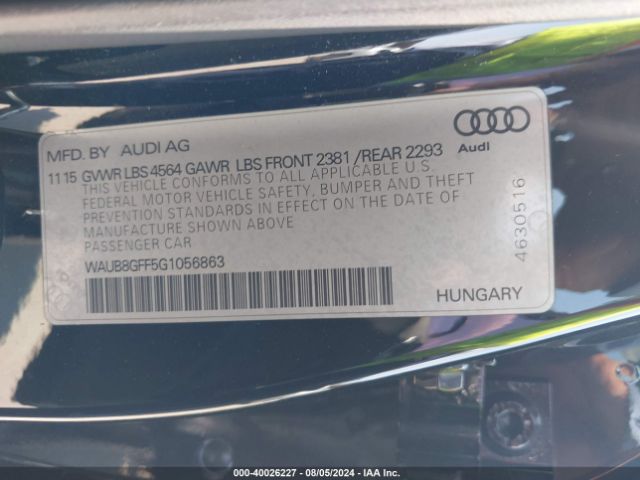 WAUB8GFF5G1056863 Audi A3 2.0t Premium
