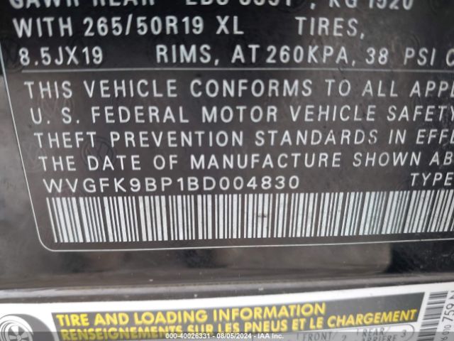 2011 VOLKSWAGEN TOUAREG WVGFK9BP1BD004830 Photo 8