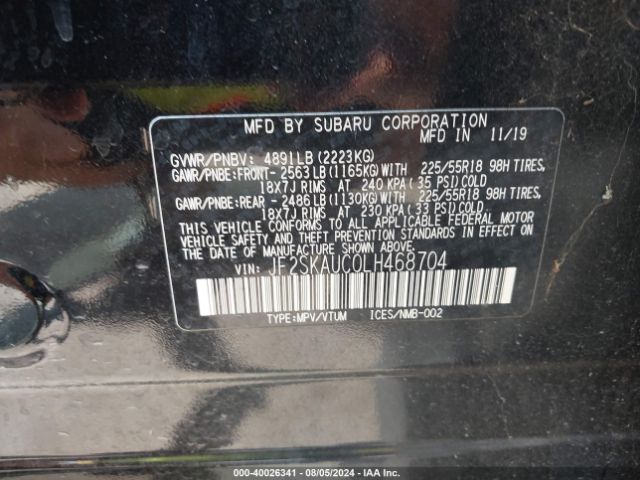 JF2SKAUC0LH468704 Subaru Forester Limited