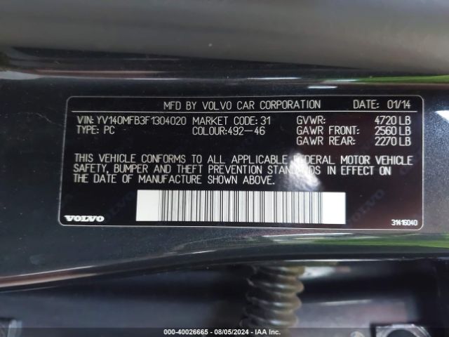 YV140MFB3F1304020 Volvo S60 T5 Premier
