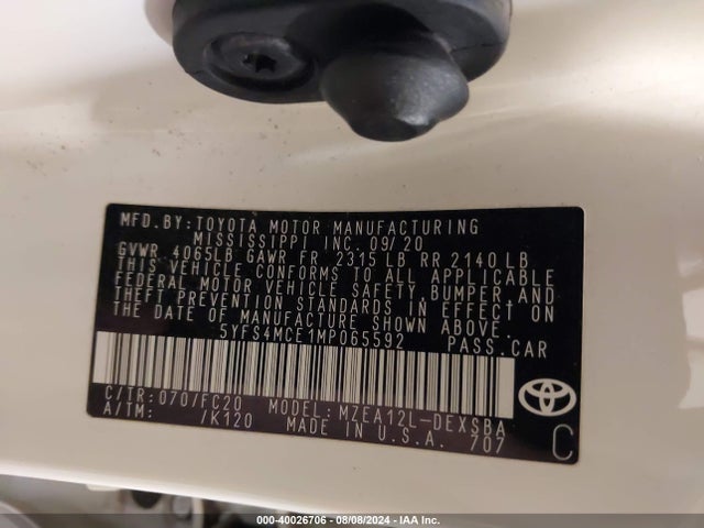 Toyota COROLLA SE 2021 5YFS4MCE1MP065592 Image 9
