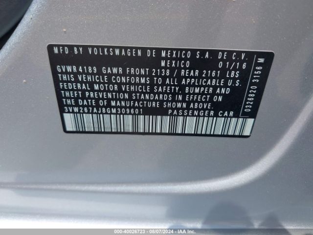 3VW267AJ8GM309601 Volkswagen Jetta 1.4t S