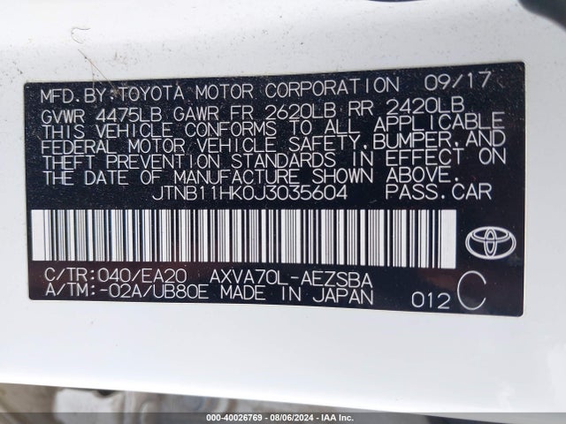 Toyota CAMRY SE 2018 JTNB11HK0J3035604 Image 9