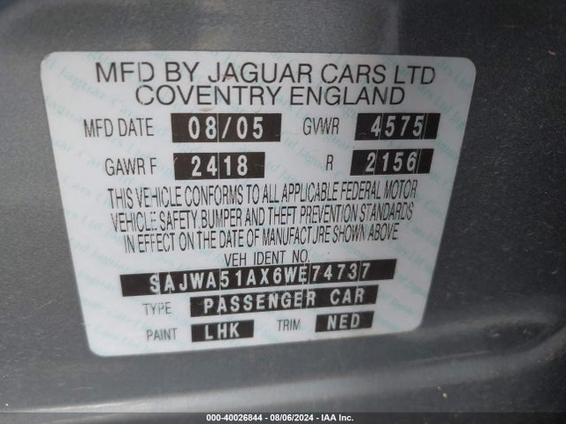 2006 JAGUAR X-TYPE SAJWA51AX6WE74737 Photo 8