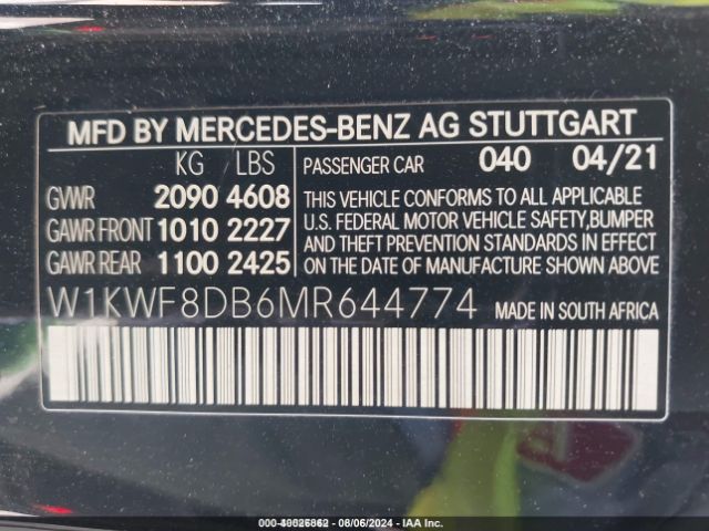 W1KWF8DB6MR644774 Mercedes-Benz C 300 Sedan