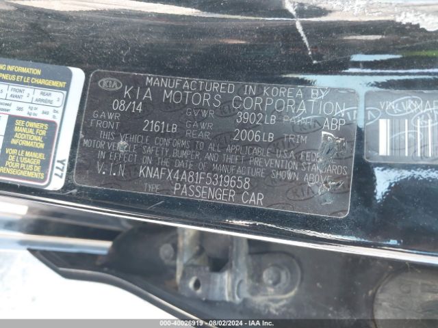 KNAFX4A81F5319658 KIA FORTE EX