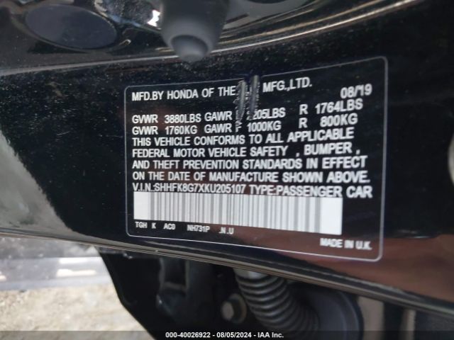 SHHFK8G7XKU205107 Honda Civic Type R Touring