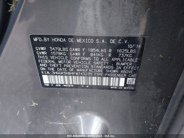 3HGGK5H84FM743235 Honda Fit Ex/ex-l