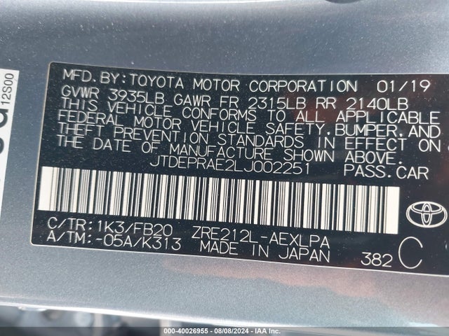 Toyota COROLLA LE 2020 JTDEPRAE2LJ002251 Image 9