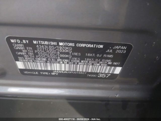 JA4ARUAU9PU016827 Mitsubishi Outlander Sport 2.0 Se Awc