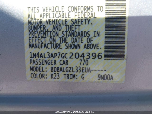 Nissan Altima 2.5 S 2016 1N4AL3AP7GC204396 Image 9