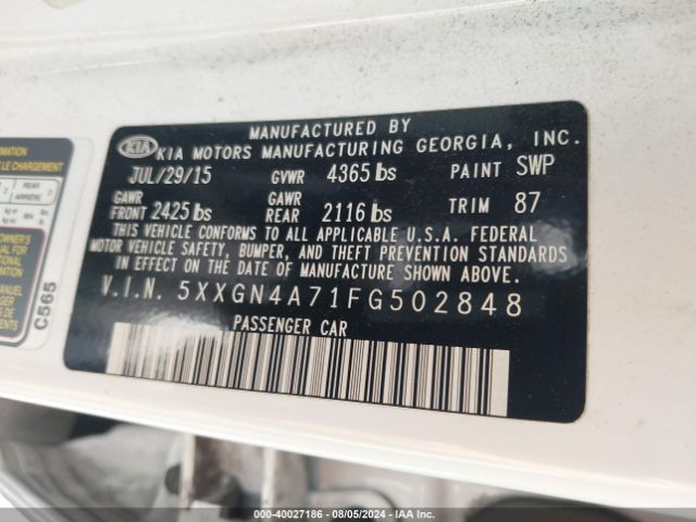 5XXGN4A71FG502848 KIA OPTIMA EX