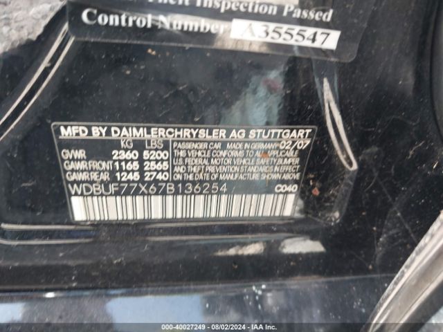 2007 MERCEDES-BENZ E 63 AMG WDBUF77X67B136254 Photo 8