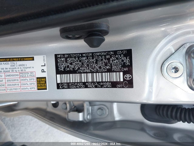 Toyota COROLLA SE 2021 JTND4MBE7M3132064 Image 9