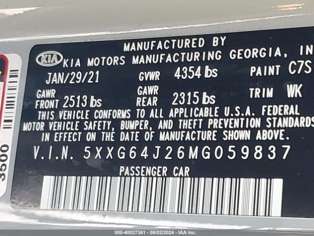 5XXG64J26MG059837 KIA K5 Gt-line