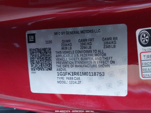 1G1FK1R61M0118753 Chevrolet Camaro Rwd  Zl1