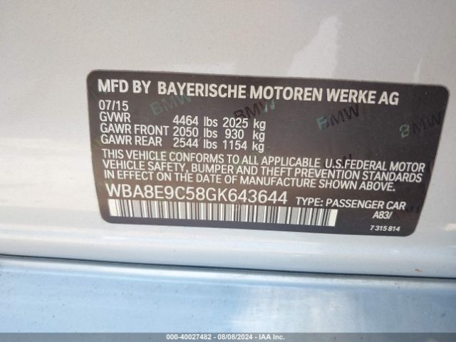 WBA8E9C58GK643644 BMW 328I